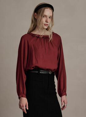 D-HARRY/迪哈利2024冬季新款简约百搭酒红色长袖单衣DH244R97892D