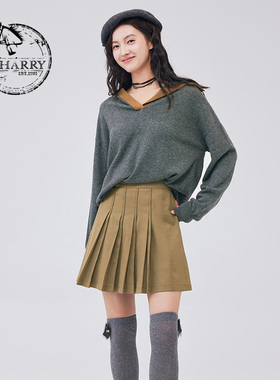 D-HARRY/迪哈利秋新款复古休闲简约灰色套头毛织DH233C96521D