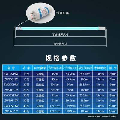 飞扬健彩紫外线杀菌消毒灯管T8 10W15W20W30W36W40W医用紫外线灯