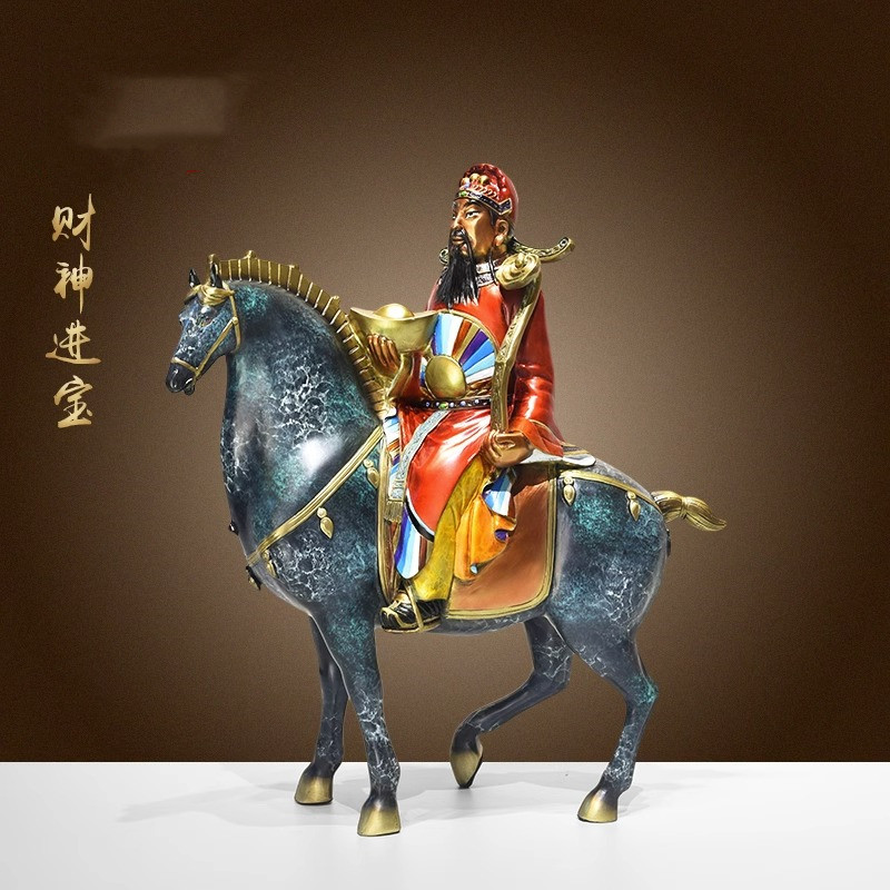 桌面摆件纯铜财神爷唐马开业礼品