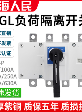 人民HGL-63A紫铜负荷隔离开关100A/250/400/630A手动闸刀三相四线
