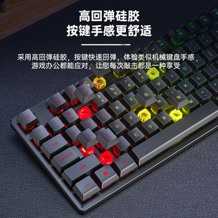 机键盘S3005机械手感炫酷灯效 有线办公静音键盘台式 狼蛛 AULA