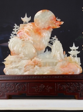 中式阿富汗玉石山水玄关摆件