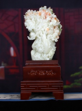 天然玉石白菜玉雕摆件聚财纳福