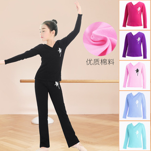 儿童舞蹈服套装 练功服女童黑色拉丁舞形体服中国舞体操服 春秋长袖