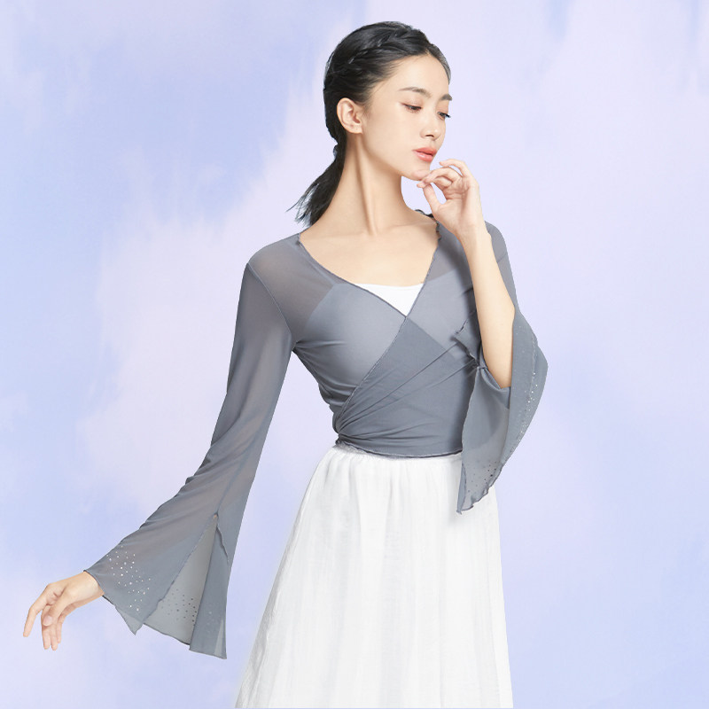 舞蹈服上衣女春秋长袖练功服女孩现代古典舞服装民族中国舞演出服