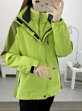 冲锋衣女三合一可拆卸男户外两件套秋冬加绒厚防风防水登山服定制