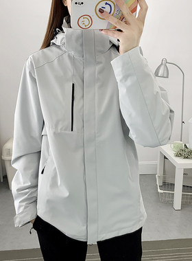 冲锋衣女三合一可拆卸男户外两件套银狐绒加厚透气工作服定制logo