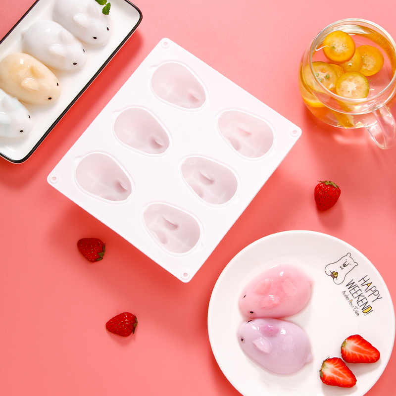 硅胶立体兔子模亲子diy布丁奶冻