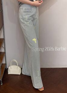 149 高街彩绘蝴蝶微喇牛仔显瘦阔腿马蹄女裤 欧洲站2026新款 美式