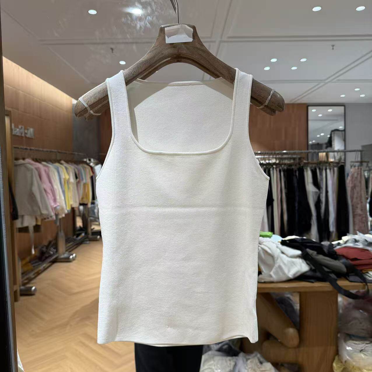 欧洲站2026新款韩版白内搭百搭露肩方领冰丝修身轻薄针织背心339