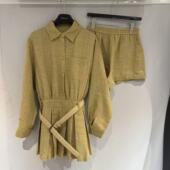 气质翻领口袋衬衫 套装 百褶裙 时尚 591198 休闲短裤 欧洲站2026新款