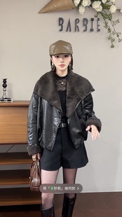 欧洲站2025冬新款 翻领拉链宽松显瘦百搭皮毛一体羽绒服2558 时尚