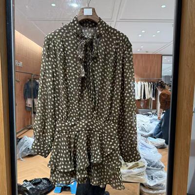 欧洲站2026春新款法式波点系带舒适荷叶边洋气雪纺气质上衣潮1327
