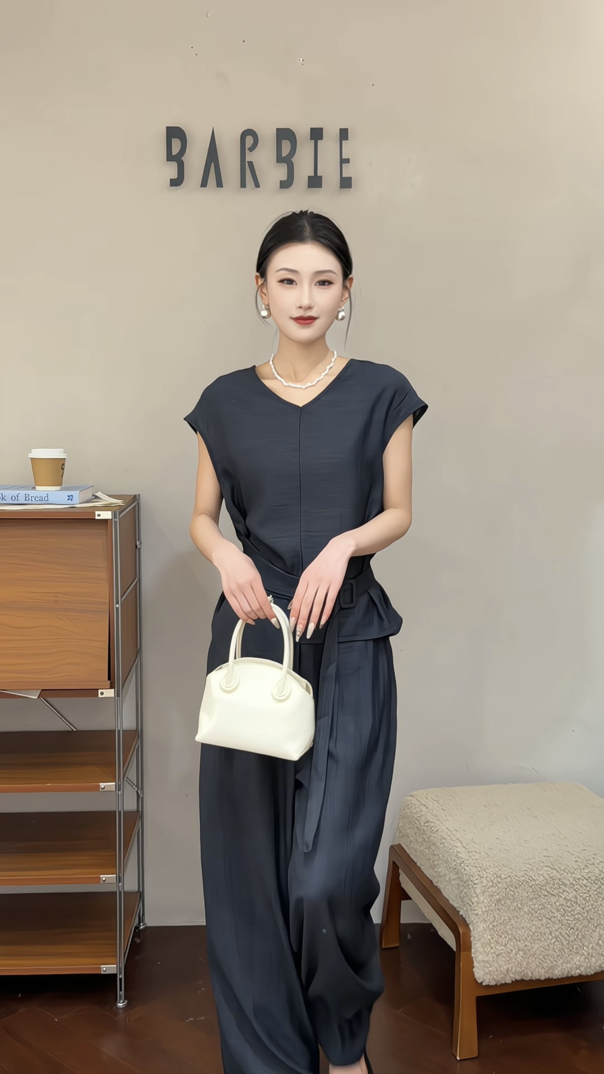欧洲站2026夏新款欧货遛肩收腰衬衫微垮阔腿长裤时尚套装女0689