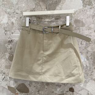 短裙配腰带05007 防走光百搭西装 欧洲站2026新款 欧货高腰显瘦A字版