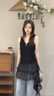 欧洲站2026新款 显瘦百搭背心打底26032 欧货高品质烫钻亮晶晶修身