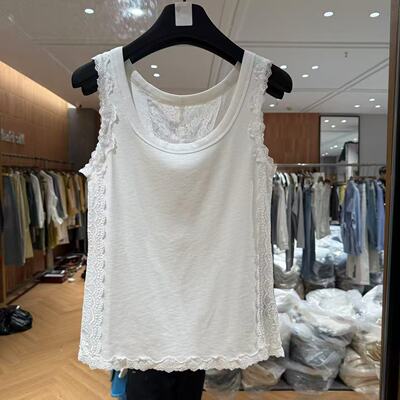 欧洲站2026春新款欧货圆领后背蕾丝拼接倒三角无袖背心打底719167
