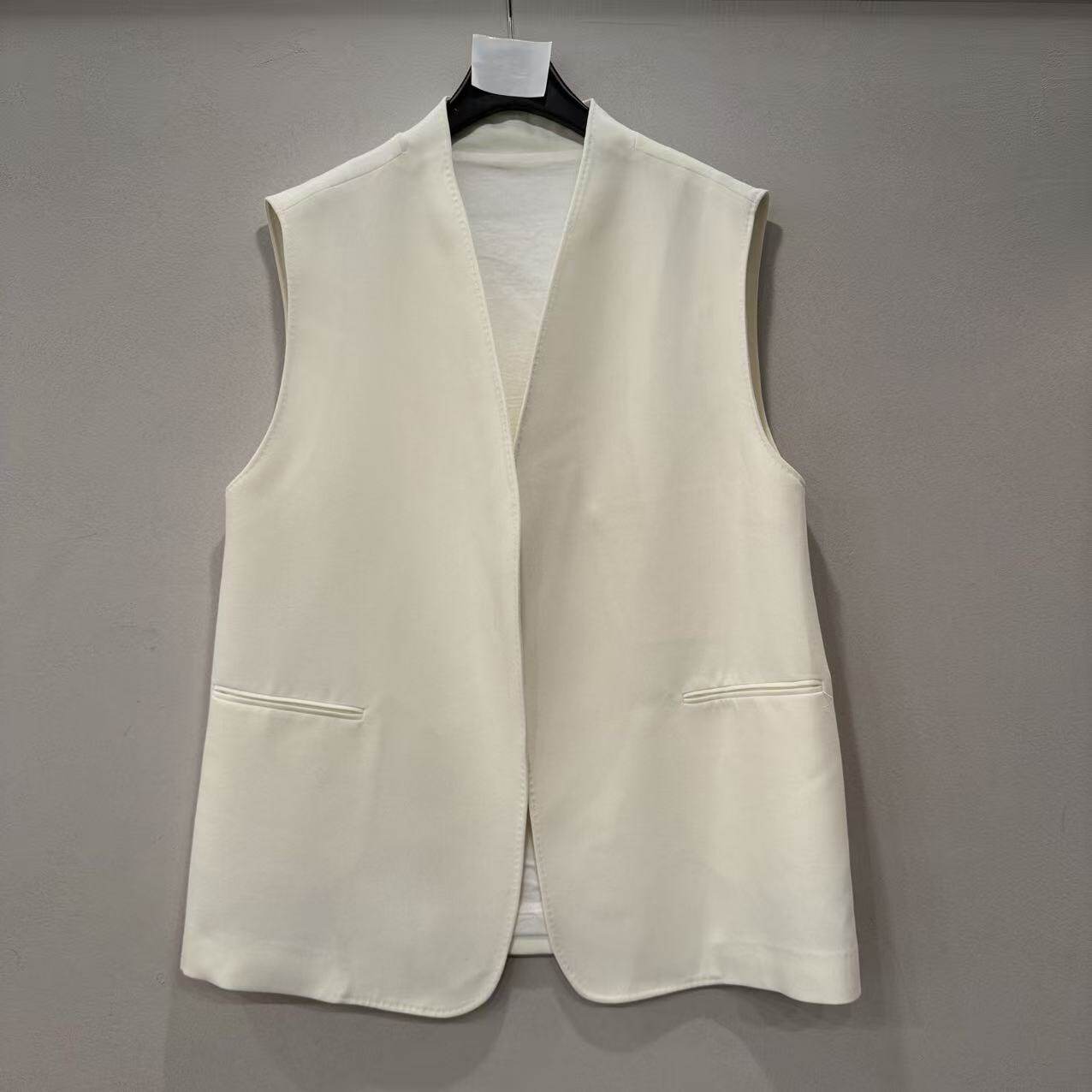 欧洲站2026春季新款欧货时尚V领明显简约宽松百搭无袖马甲女10923