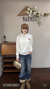 毛衣女2512 圆领小马图案简约纯色羊毛针织衫 欧洲站2025冬新款 时尚