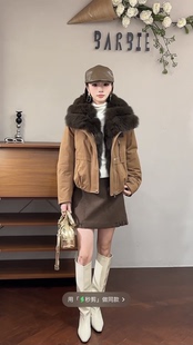 欧洲站2025冬新款时尚大毛领水貂毛毛皮草羽绒服外套女559