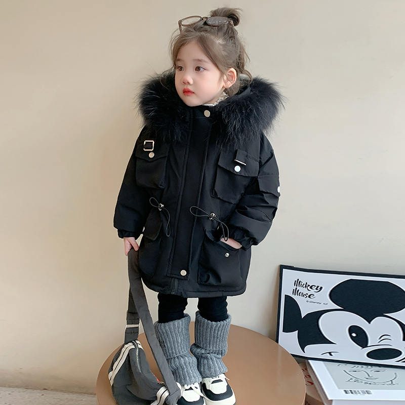 女童棉服冬装派克服加绒加厚外套