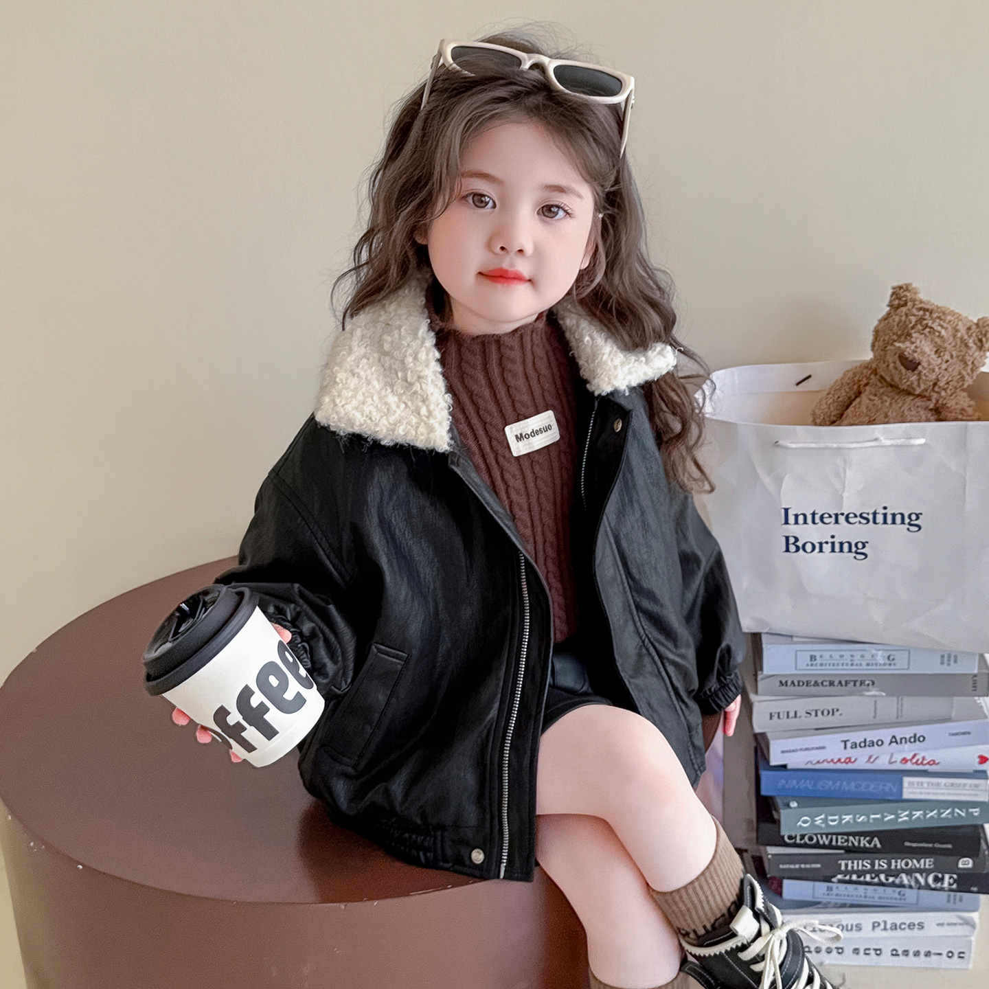 超好看女童加绒皮衣外套冬季洋气