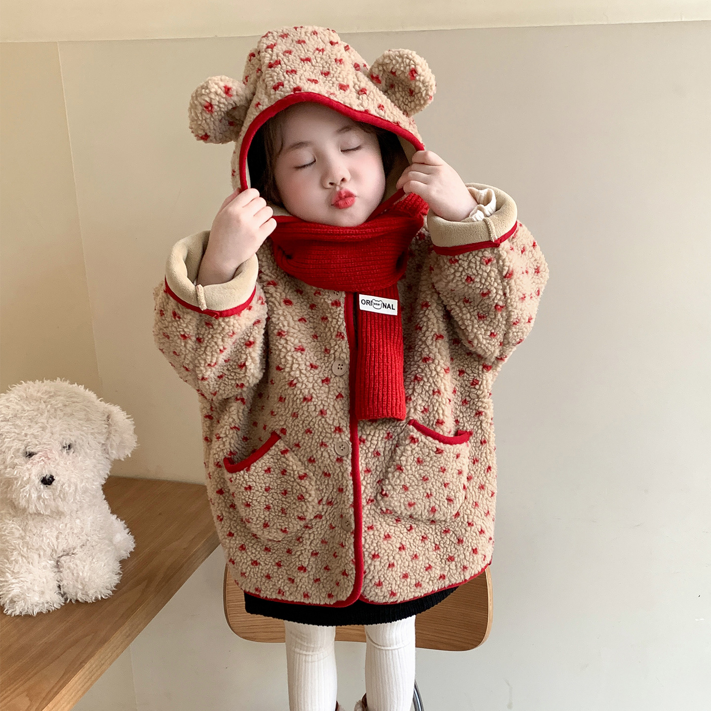 超好看女童羊羔毛外套秋冬装保暖