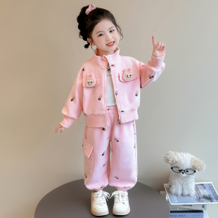 洋气女宝宝早秋穿搭儿童秋装 2025新款 休闲运动两件套 套装 女童秋季