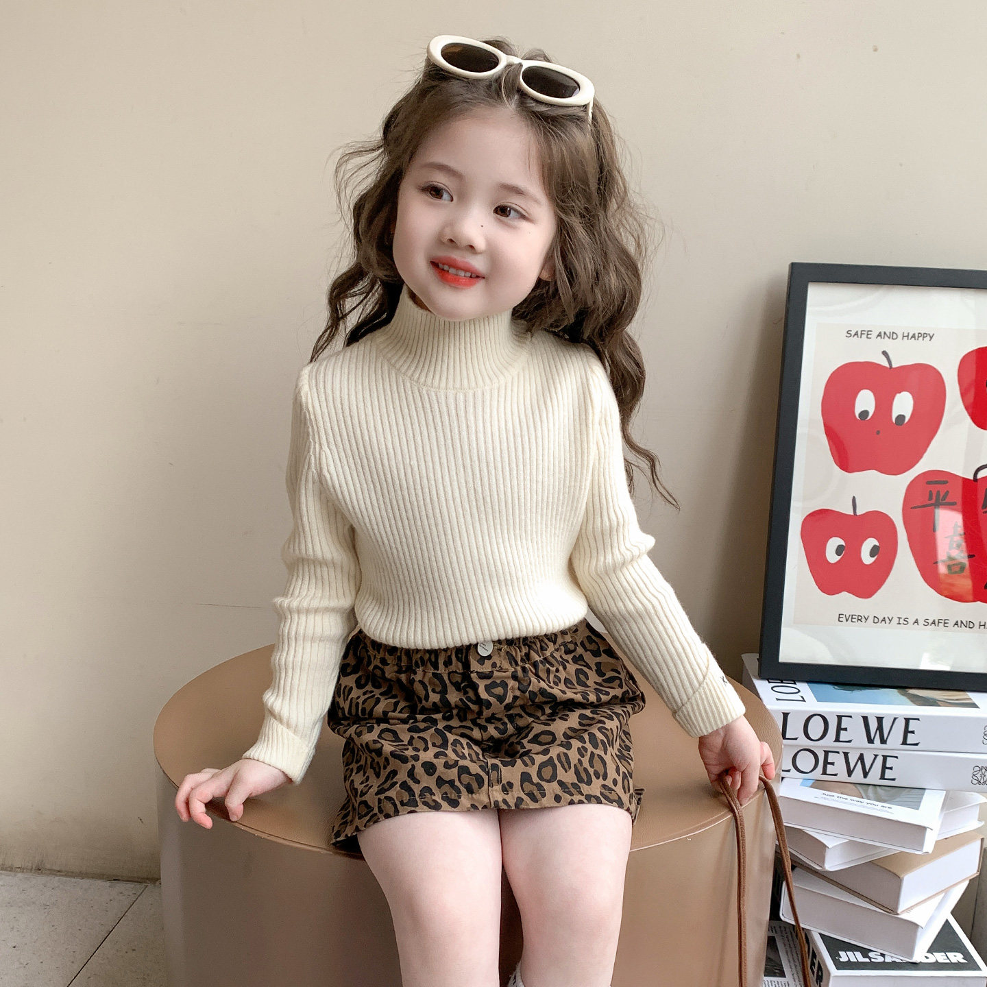 女童毛衣秋冬季2025新款加厚儿童针织衫女宝宝冬装高领打底衫内搭