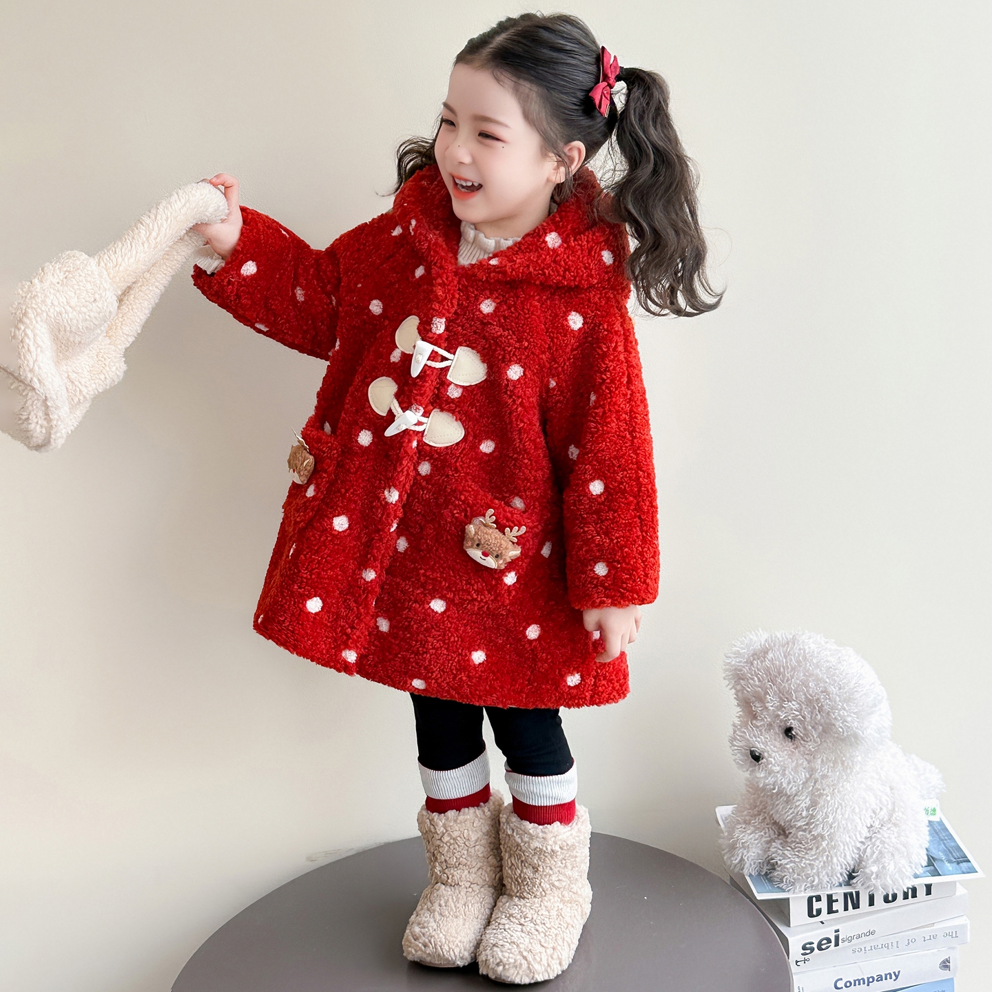 超好看女童毛毛外套冬装加绒加厚