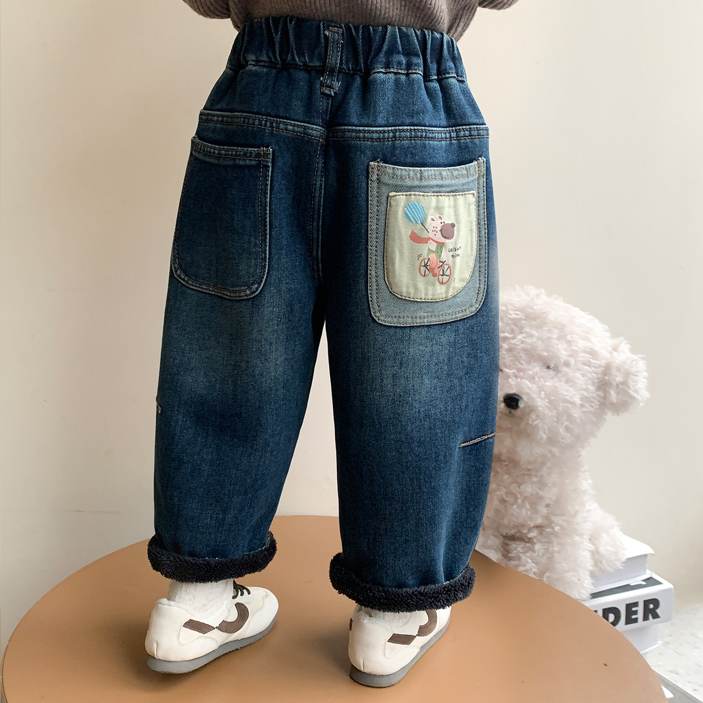 超好看女童加厚绒牛仔裤冬一体绒