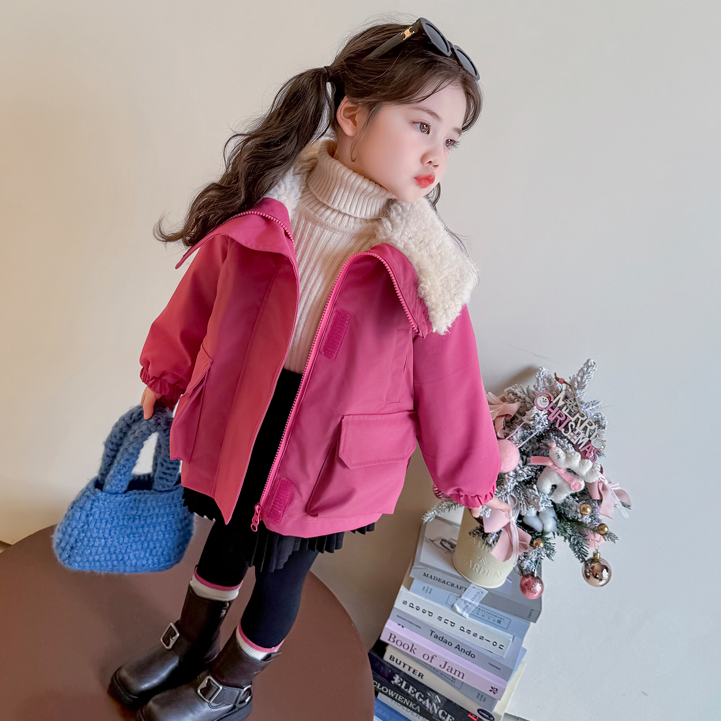 超好看女童加绒外套秋冬装派克服