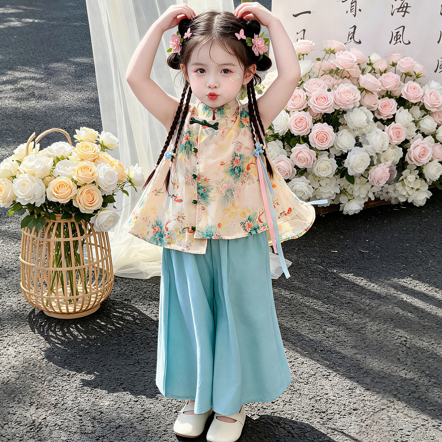 女童国风套装夏季2026新款新中式唐装儿童装女宝宝夏装汉服两件套