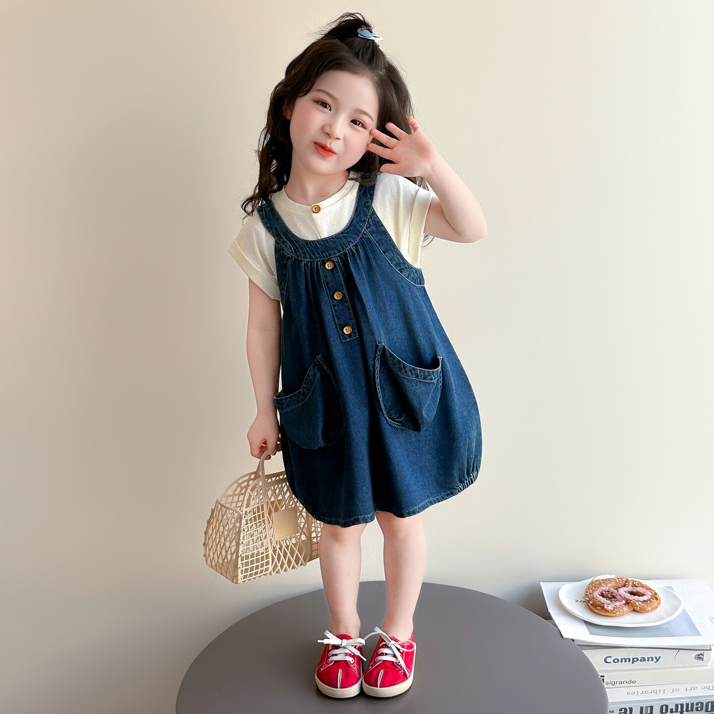 女童牛仔背心裙套装夏季2026新款裙子儿童两件套女宝宝夏装连衣裙
