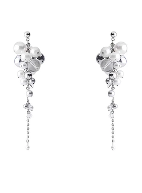 原创银河泡沫系列珍珠长流苏耳钉女气质长款显脸瘦小众高级感耳环