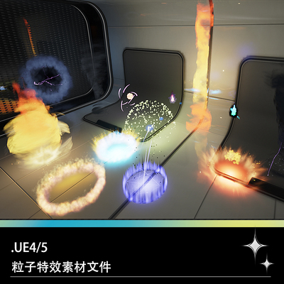 UE4 UE5虚幻游戏引擎火焰光环火柱烟雾粒子烟圈特效素材文件