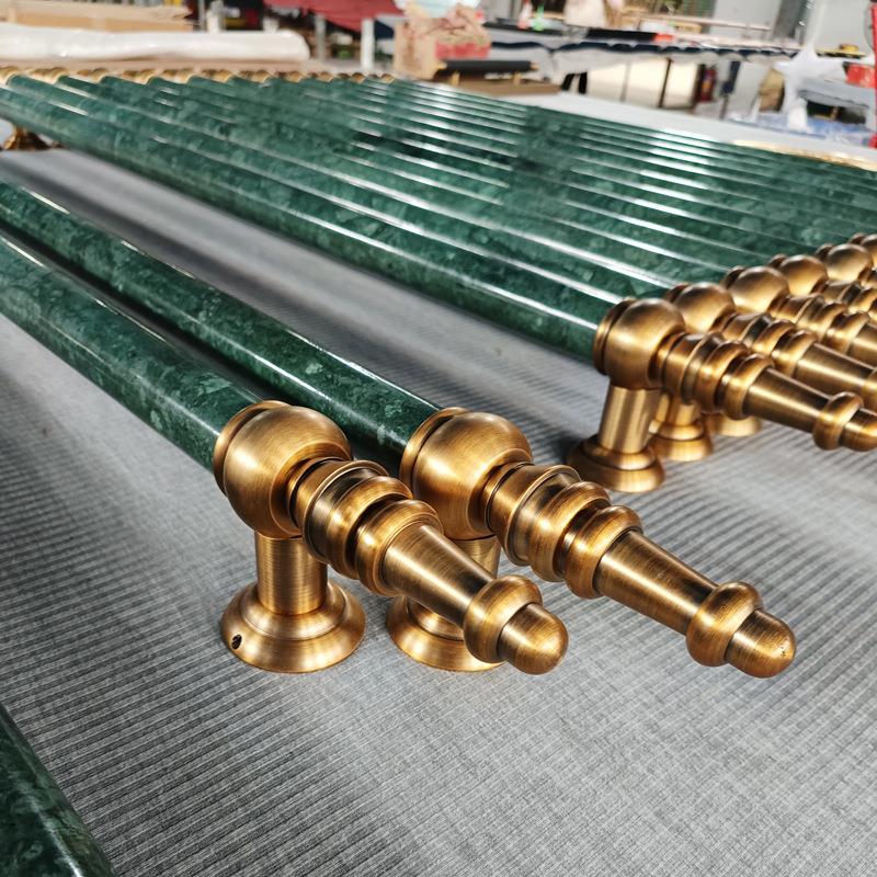 不锈钢大门拉手玻璃门把手绿玉石中式简约酒店别墅复古入户门拉手