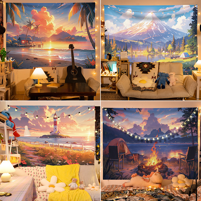 唯美风景装饰背景布挂布