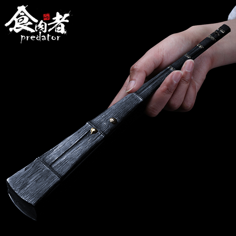 食肉者钛合金墨竹铜芽折扇嵌银