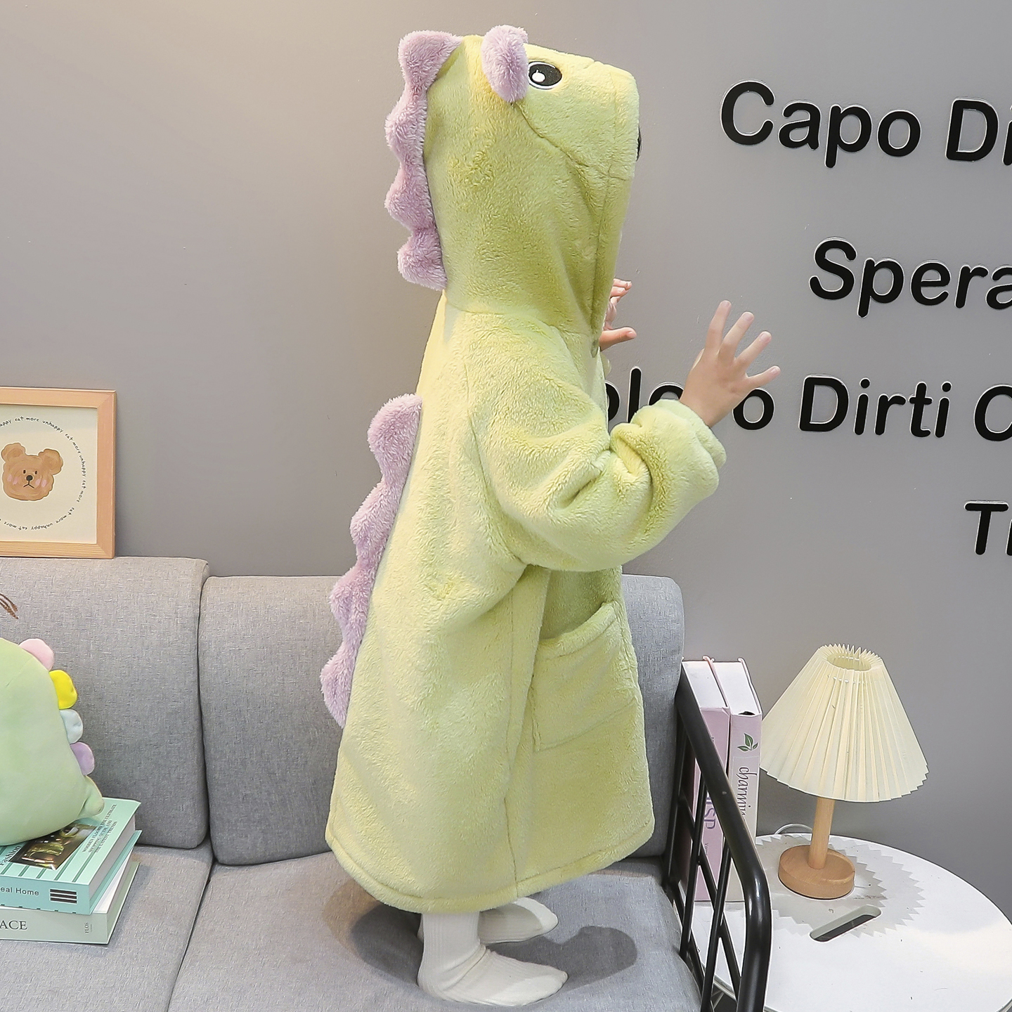 男童珊瑚绒睡衣冬季保暖睡袍儿童连帽保暖家居袍男孩宝宝加厚浴袍