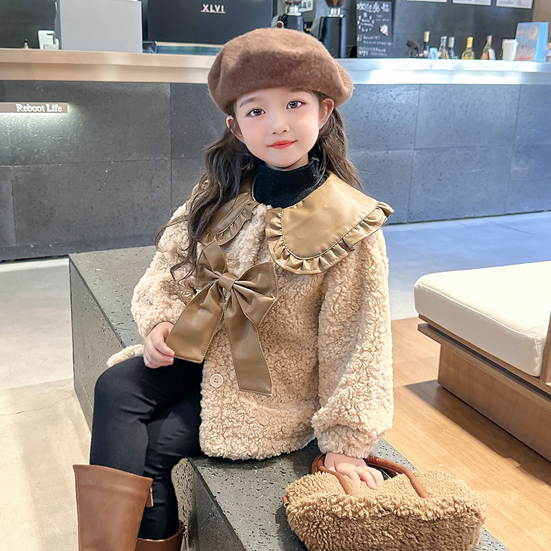 女童秋冬洋气加厚毛毛衣2025新款儿童保暖上衣女孩韩版休闲外套冬