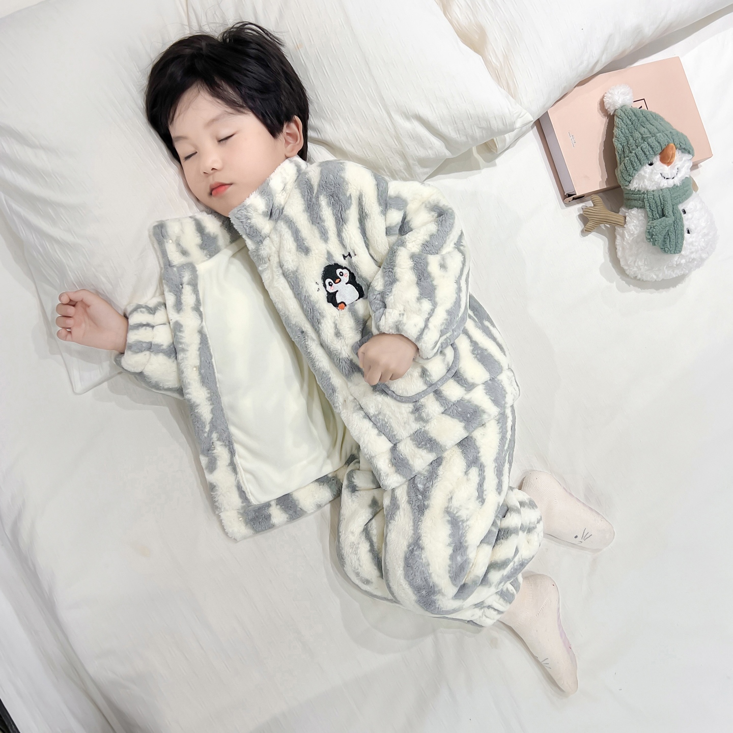 男童加厚睡衣冬季儿童法兰绒双层保暖家居服套装宝宝加绒睡衣男孩