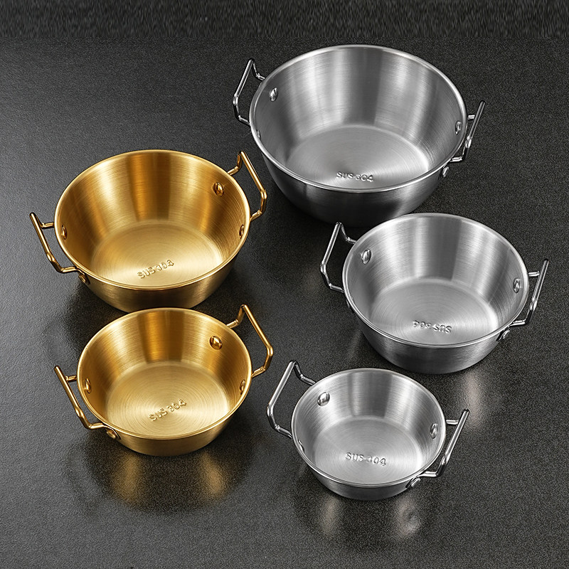 韩式304不锈钢小吃盘创意火锅金色薯条炸鸡带耳凉菜糖果零食托盘