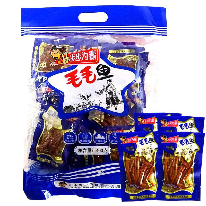 步步为赢毛毛鱼400g*4袋装湖南特产熟食香辣味小鱼仔鱼干小吃零食