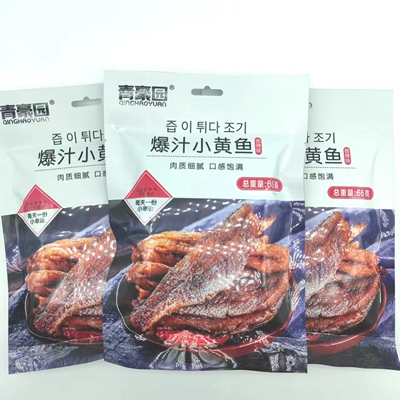 青豪园爆汁小黄鱼66g*3袋装即食鱿鱼须麻辣鲜香辣烧烤味休闲零食