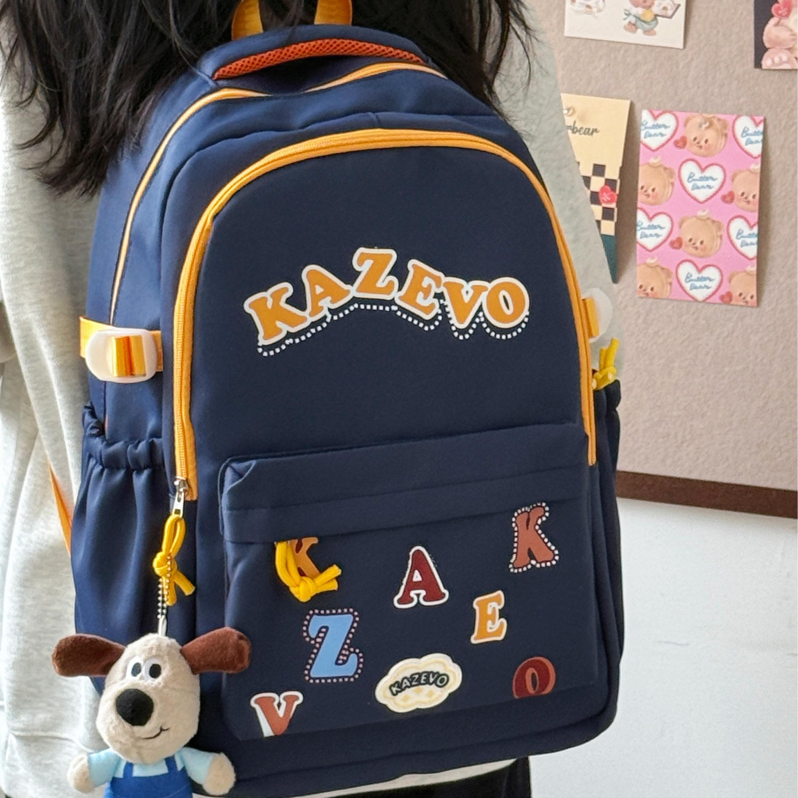 YZ韩版字母学生书包初中生高中生大容量双肩包百搭休闲多层背包女
