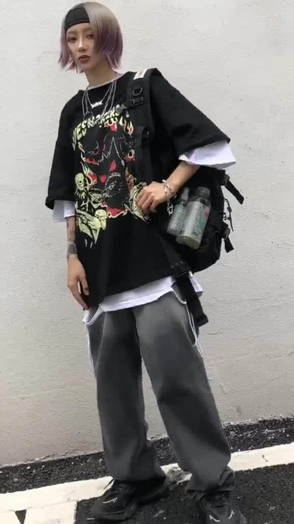 小鬼头T恤2020夏季印花宽松圆领短袖体恤暗黑丧系女上衣潮|ruв категории Женская одежда, футболка - от Buy2taobao.com для оказания профессиональной услуги покупки агента Taobao
