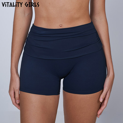 Vitality Girls翻折腰瑜伽短裤显瘦收腹运动三分裤女训练速干透气