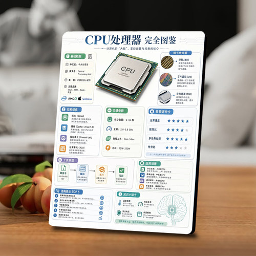 电脑CPU科普知识立牌硬件原理桌面摆件电脑爱好桌台装饰相框摆件